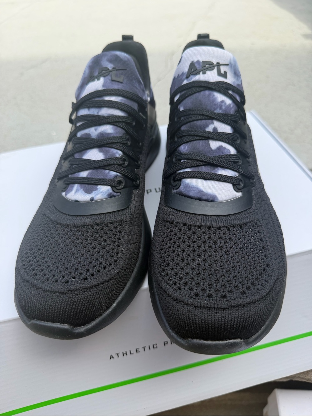 APL Black Knit Sneakers with Marble Gray Tongue